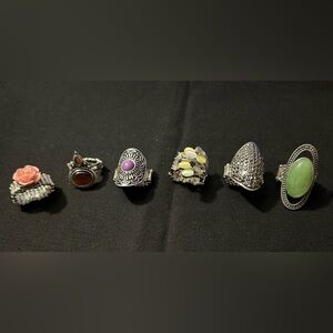 Elegant Silver and Purple Women's Ring Set